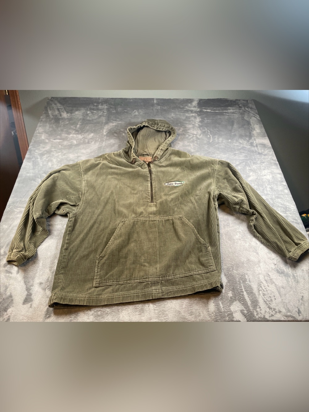 Vtg Corduroy Notre Dame Gear For Sports Half Zip Pullover
